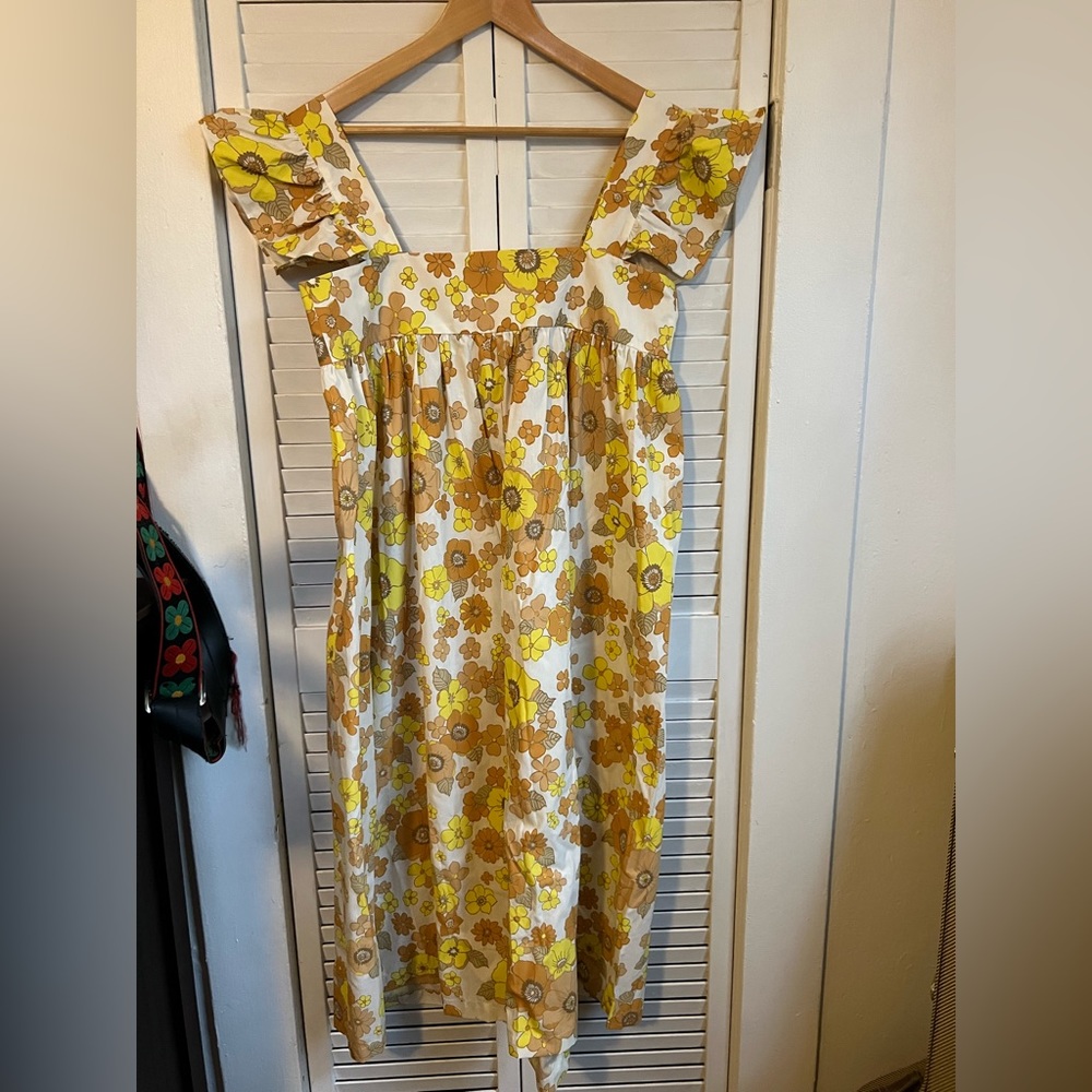 Blue anemone floral dress